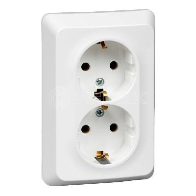 Розетка 2-м СП Этюд 16А IP20 250В с заземл. без защ. шторок бел. Systeme Electric PC16-107B изображение, фото