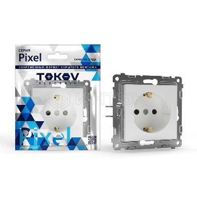 Розетка 1-м СП Pixel 16А IP20 с заземл. защ. шторки механизм бел. TOKOV ELECTRIC TKE-PX-R1ZSF-C01 изображение, фото