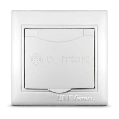 Розетка 1-м СП Севиль 16А IP20 с заземл. с крышкой бел. UNIVersal С0029 изображение, фото