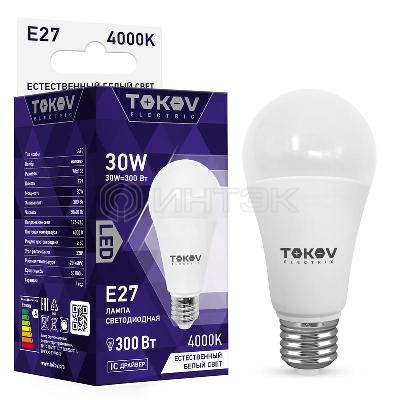 Лампа светодиодная 30Вт А70 4000К Е27 176-264В TOKOV ELECTRIC TKE-A70-E27-30-4K изображение, фото