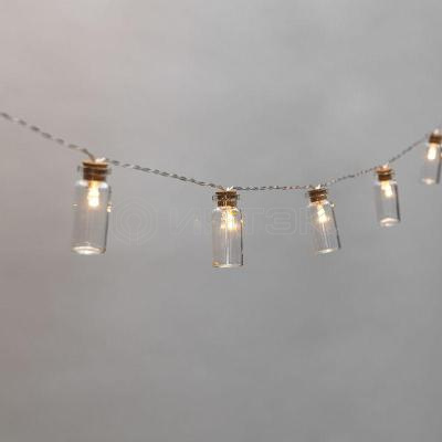 Гирлянда светодиодная "Баночки" 1.5м 10LED тепл. бел. 0.1Вт IP20 провод ПВХ прозр. элементы питания 2хAA (не в компл.) Neon-Night 303-096 изображение, фото