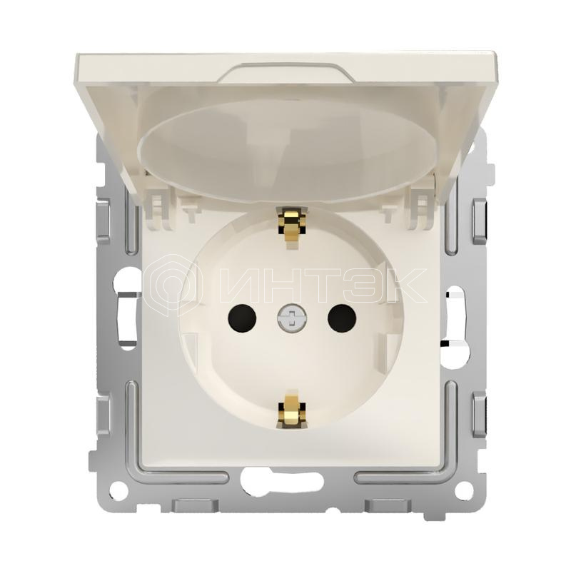 Розетка 1-м СП Pixel 16А IP20 с заземл. защ. шторки с крышкой механизм беж. TOKOV ELECTRIC TKE-PX-R1ZSW1-C02 изображение, фото