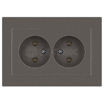 Розетка 2-м СП Accent 6-204-09 16А IP20 250В 2P AL/CU титан Intro Б0063433 изображение, фото