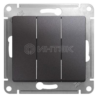 Выключатель 3-кл. СП Glossa 10А IP20 (сх. 3) 10AX механизм графит  Systeme Electric GSL001331 изображение, фото