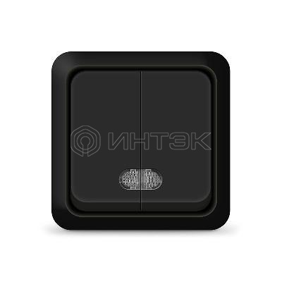 Выключатель 2-кл. ОП Олимп 10А IP20 с подсветкой черн. Universal 2214 изображение, фото