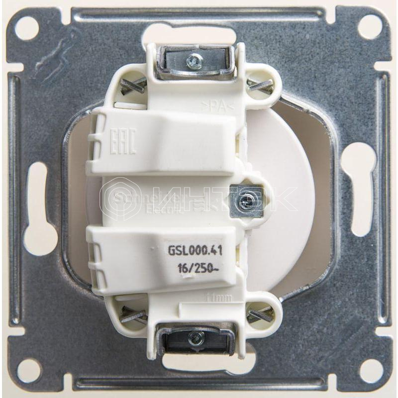 Розетка 1-м СП Glossa 16А IP20 250В без заземл. механизм перламутр.  Systeme Electric GSL000641 изображение, фото