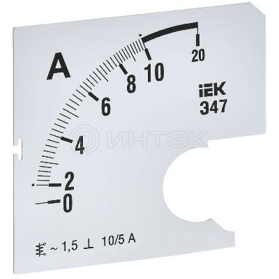 Шкала сменная для амперметра Э47 10/5А-1.5 72х72мм IEK IPA10D-SC-0010 изображение, фото
