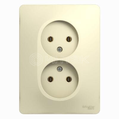 Розетка 2-м СП Glossa 16А IP20 без заземл. беж.  Systeme Electric GSL000220 изображение, фото