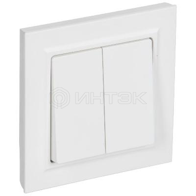 Выключатель 2-кл. СП BRITE ВСР10-2-0-БрАБ 10А в сборе арктич. бел. IEK BR-V20-0-10-K91-F изображение, фото