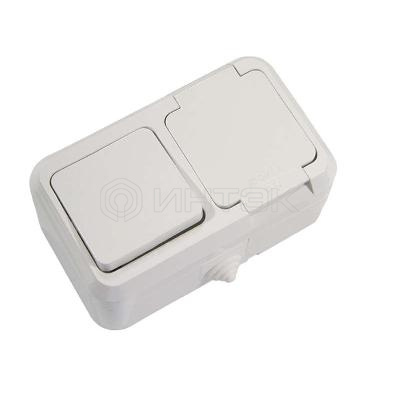 Блок ОП IP44 бел. (1кл. выкл.+роз/крыш) Makel 18350 изображение, фото