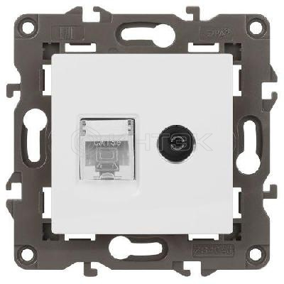 Розетка компьютерная + телевизионная 2-м Elegance 14-3110-01 RJ45 + TV IP20 механизм бел. Эра Б0034314 изображение, фото