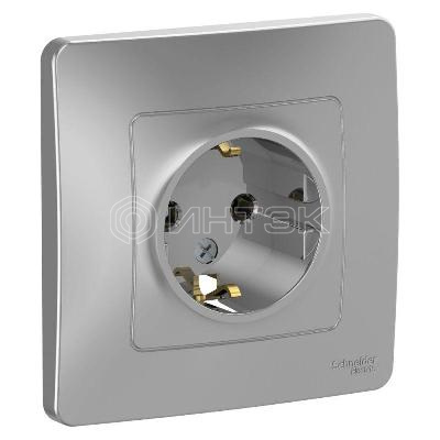 Розетка 1-м СП Blanca 16А IP20 250В с заземл. без защ. шторок алюм.  Systeme Electric BLNRS001013 изображение, фото