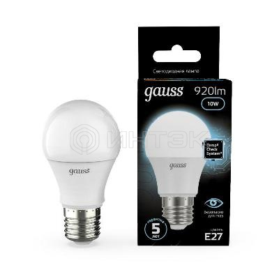 Лампа светодиодная Black 10Вт A60 грушевидная 4100К нейтр. бел. E27 920лм GAUSS 102502210 изображение, фото