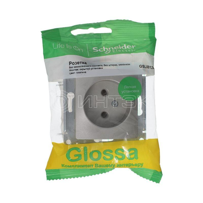 Розетка 1-м СП Glossa 16А IP20 250В с заземл. механизм платина  Systeme Electric GSL001243 изображение, фото