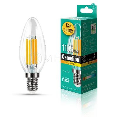 Лампа светодиодная филаментная LED12-C35-FL/830/E14 12Вт 220В Camelion 13708 изображение, фото