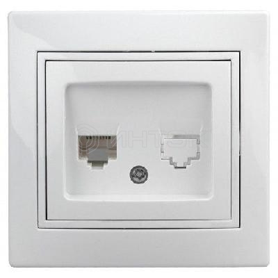 Розетка компьютерная 1-м СП Plano 1-303-01 RJ45 IP20 бел. Intro Б0027621 изображение, фото