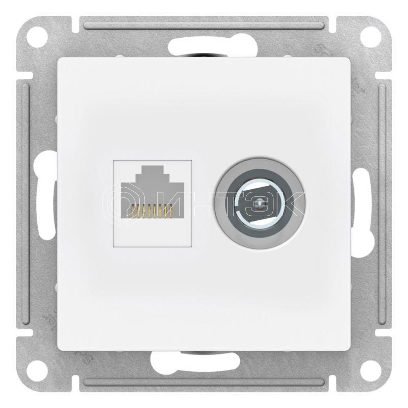 Розетка компьютерная + телевизионная 2-м СП AtlasDesign RJ45 кат.5E + TV механизм лотос Systeme Electric ATN001389 изображение, фото