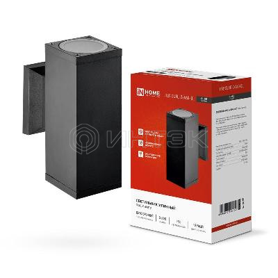 Светильник НБУ CUBE-2хA60-BL E27 IP65 уличный настен. двусторон. под лампу 2хA60 алюм. черн. IN HOME 4690612045153 изображение, фото