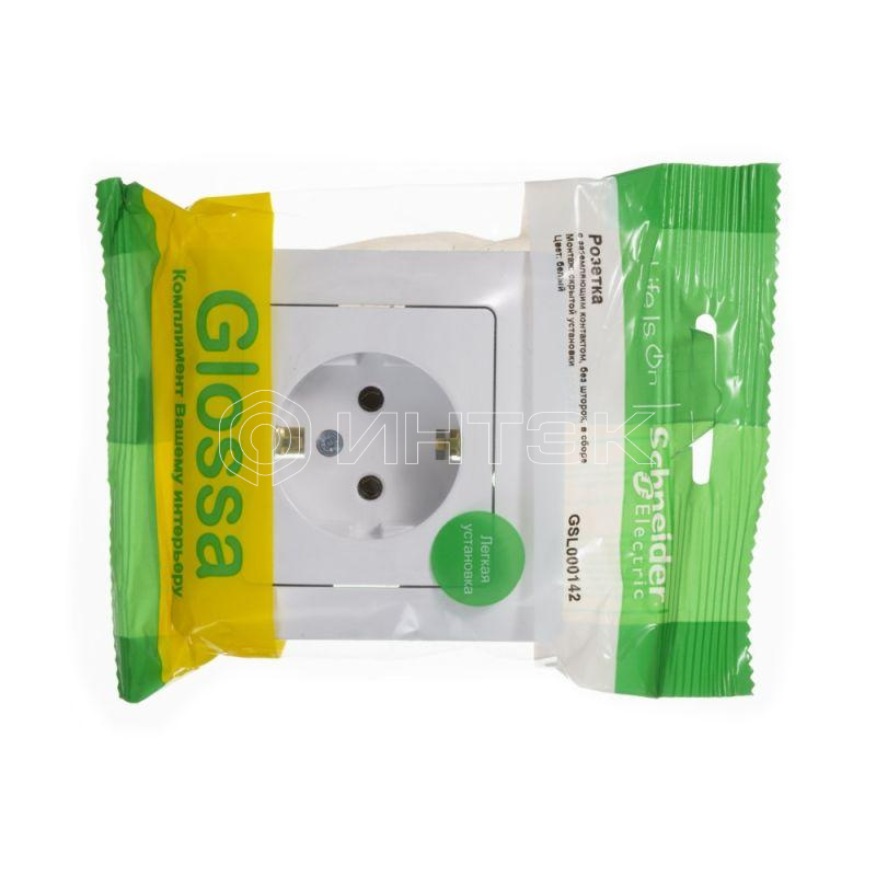 Розетка 1-м СП Glossa 16А IP20 с заземл. в сборе бел.  Systeme Electric GSL000142 изображение, фото