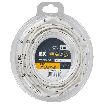 Трубка термоусадочная ТТУ нг-LS 6/3 бел. (уп.2м) IEK UDR12-006-003-002-K01-T изображение, фото