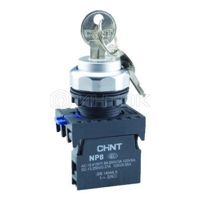 Переключатель с ключом NP8-10Y/21 2 полож. с фиксацией 1НО IP65 (R) CHINT 578130 изображение, фото