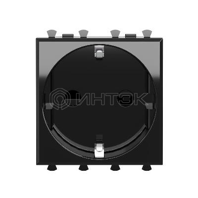 Розетка 1-м 2мод. Avanti "Черный квадрат" 16А IP20 2P+E защ. шторки черн. DKC 4402002 изображение, фото
