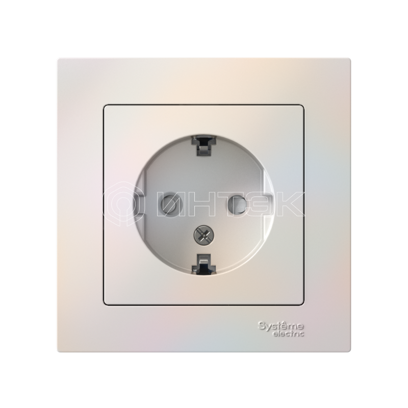 Розетка 1-м СП AtlasDesign 16А IP20 с заземл. защ. шторки в сборе жемчуж. Systeme Electric ATN000444 изображение, фото