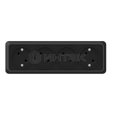 Розетка 4-м ОП Олимп 16А IP20 без заземл. черн. Universal 2219 изображение, фото