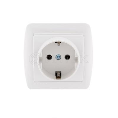 Розетка 1-м ОП Demet 16А IP20 с заземл. керамика бел. LEZARD 711-0200-122 изображение, фото
