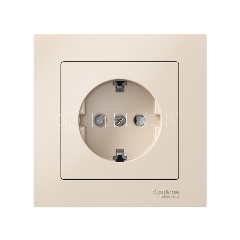 Розетка AtlasDesign 16А с заземл. защ. шторки быстрозажим. клем. в сборе беж. Systeme Electric ATN000244S изображение, фото