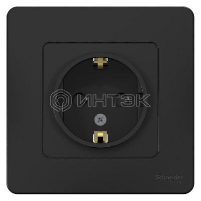 Розетка 1-м СП Blanca 16А IP20 250В с заземл. защ. шторки антрацит Systeme Electric BLNRS001116 изображение, фото