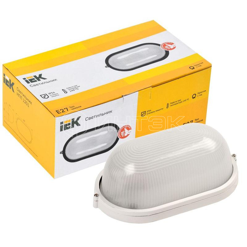 Светильник НПП 1201 100Вт E27 IP54 бел. овал IEK LNPP0-1201-1-100-K01 изображение, фото