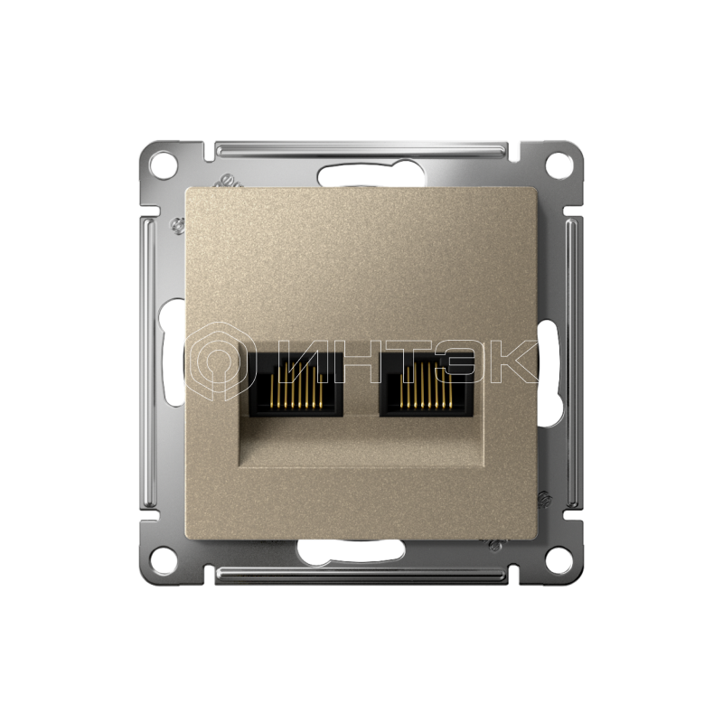 Розетка компьютерная 2-м AtlasDesign RJ45 кат.5E механизм шампань  Systeme Electric ATN000585 изображение, фото