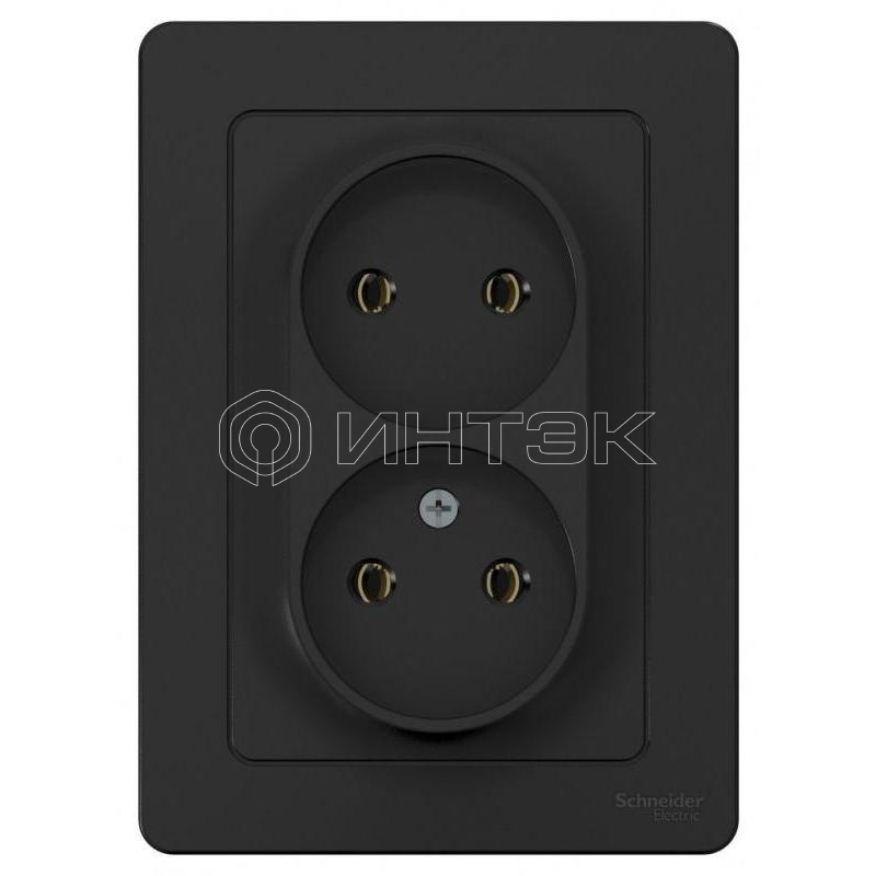 Розетка 2-м СП Blanca 16А IP20 250В без заземл. без защ. шторок антрацит  Systeme Electric BLNRS000026 изображение, фото