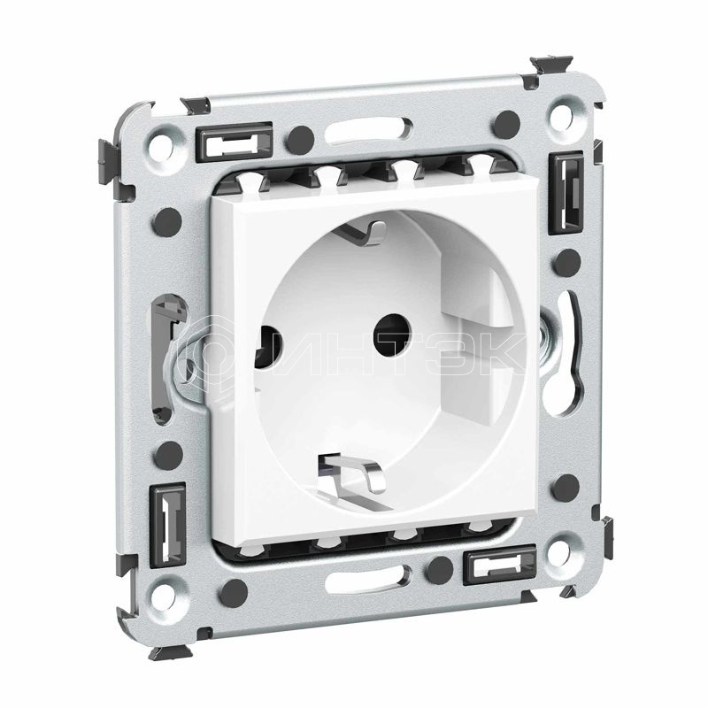 Розетка 1-м СП 2мод. Avanti "Белое облако" 16А IP20 2P+E защ. шторки бел. DKC 4400003 изображение, фото