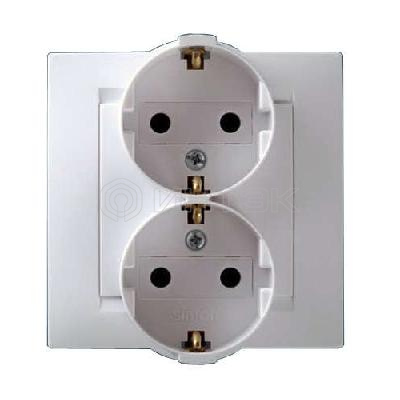 Розетка 2-м СП Simon15 16А IP20 250В с заземл. винт. клеммы бел. Simon 1590459-030 изображение, фото