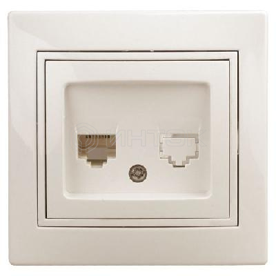 Розетка компьютерная 1-м СП Plano 1-303-02 RJ45 IP20 сл. кость Intro Б0027622 изображение, фото