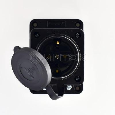 Розетка ОП 16А 2P+PE IP44 220-240В каучук LEZARD 106-0400-0103/103 изображение, фото