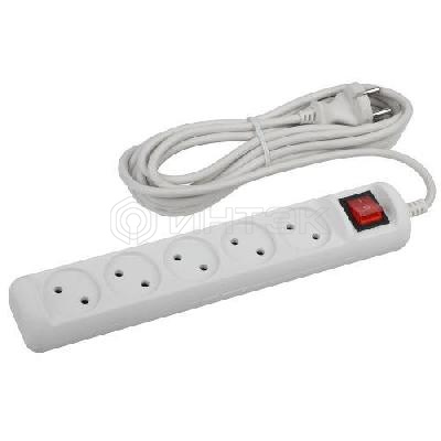 Удлинитель 5х3м без заземл. 10А IP20 U-5s-3m-2х1 ПВС 2х1 с выкл. Эра Б0044056 изображение, фото