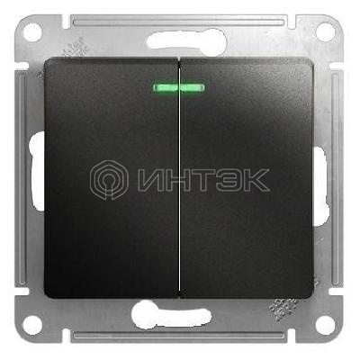 Выключатель 2-кл. СП Glossa 10А IP20 (сх. 5а) 10AX с подсветкой механизм антрацит  Systeme Electric GSL000753 изображение, фото