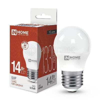 Лампа светодиодная LED-ШАР-VC 14Вт 230В E27 4000К 1330лм IN HOME 4690612047829 изображение, фото