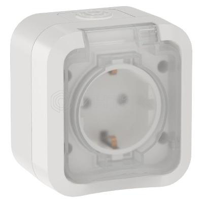 Розетка 1-м ОП TORS TS320 16А IP55 с заземл. с крышкой бел. IEK TS-R16-16-55-K01 изображение, фото