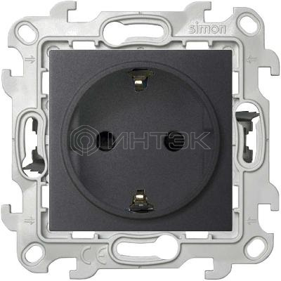 Розетка 1-м СП Simon 24 16А IP20 2P+E Push&Go защ. шторки механизм графит Simon 2420432-038 изображение, фото