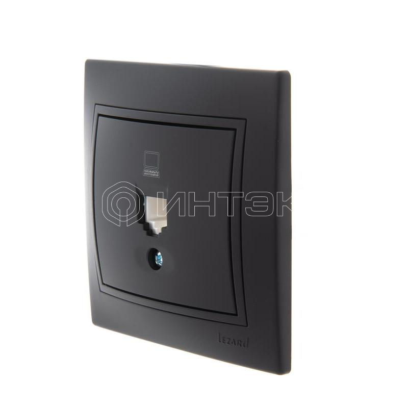 Розетка компьютерная 1-м СП Mira RJ45 черн. бархат LEZARD 701-4242-139 изображение, фото