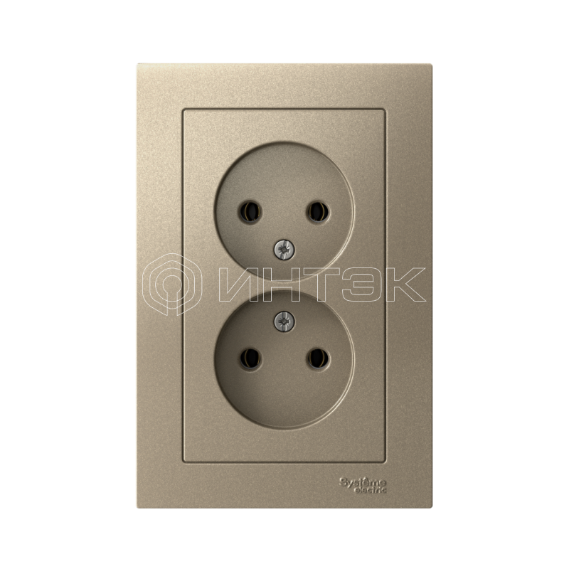 Розетка 2-м СП AtlasDesign 16А IP20 без заземл. в сборе шампань  Systeme Electric ATN000520 изображение, фото