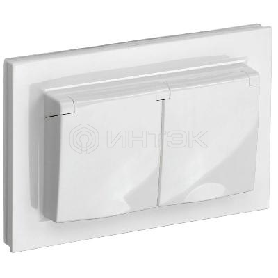 Розетка 2-м СП BRITE РСбш12-3-44-БрБ 16А в сборе IP44 с крышкой бел. IEK BR-R26-16-44-K01-F изображение, фото