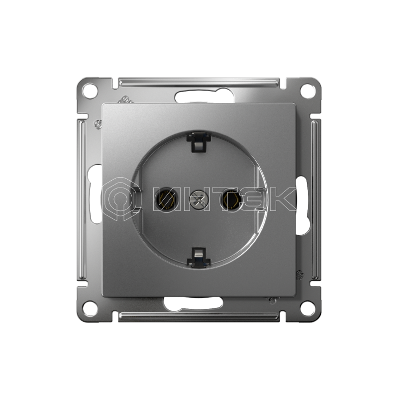 Розетка AtlasDesign 16А с заземл. быстрозажим. клем. механизм сталь Systeme Electric ATN000943S изображение, фото