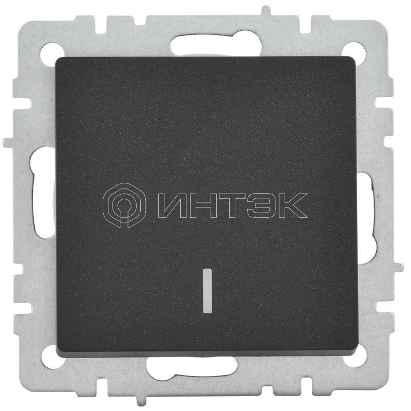 Выключатель 1-кл. СП BRITE ВС10-1-1-БрЧ 10А с индик. механизм черн. IEK BR-V10-1-10-K02 изображение, фото