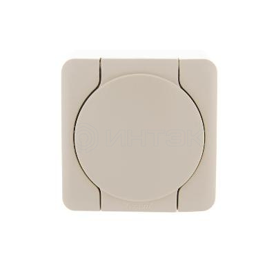 Розетка 1-м ОП Viola с заземл. с крышкой крем. LEZARD 751-0300-123 изображение, фото