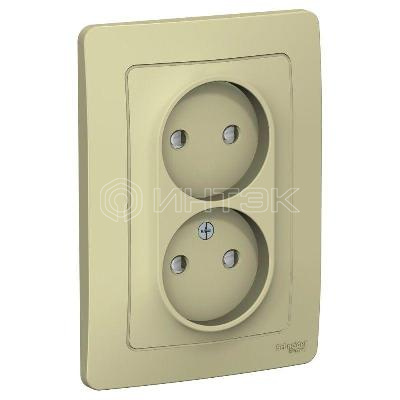 Розетка 2-м СП Blanca 16А IP20 250В без заземл. защ. шторки беж. Systeme Electric BLNRS000127 изображение, фото
